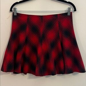 Polo by Ralph Lauren Red and Black Plaid Wool Skirt